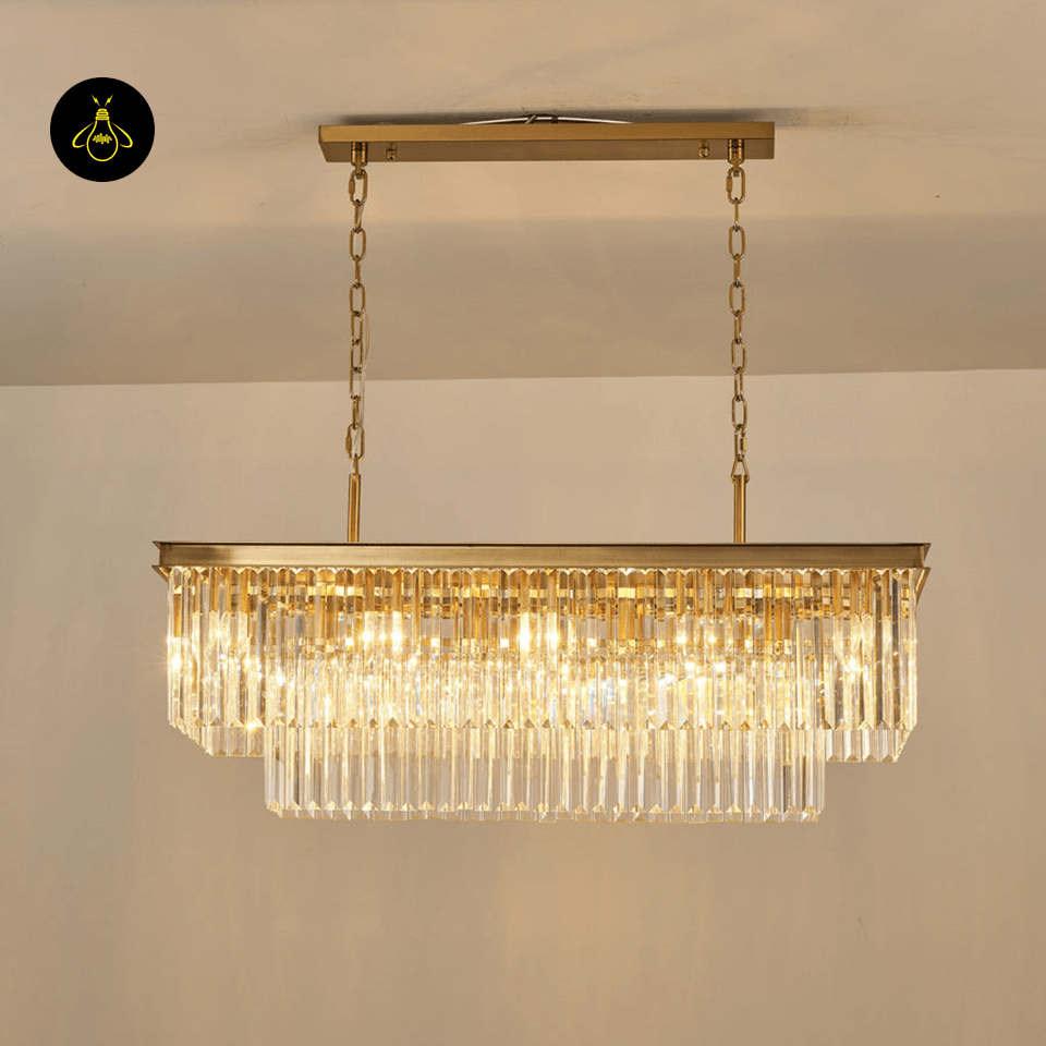 Jagmag Lights Eternal Shine Crystal Chandelier, Satin Gold Finish, for Living Room or Dining Room - Jagmag Lights