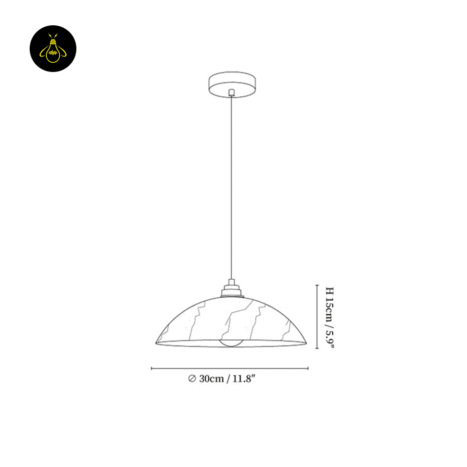 Jagmag Lights Alabaster Hanging Light | Dome Pendant | E26/E27 | Gold Accents | India - Jagmag Lights