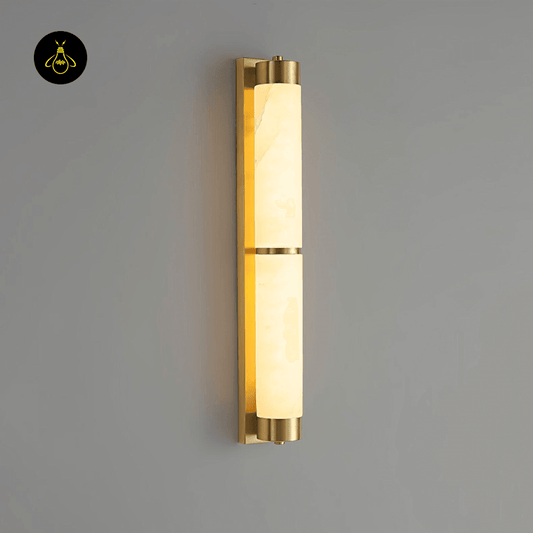 Jagmag Lights Alabaster Brass Wall Light with Integrated LED, 60cm Height, Warm 3000K Light, for Bedrooms & Living Rooms - Fancy and Decorative lights - Brand name jagmag lights