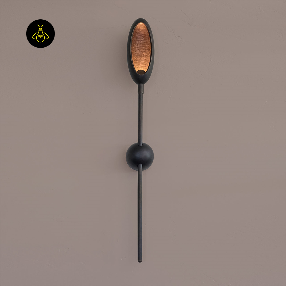 Jagmag Lights Serena Stone Wall Light – Matte Bronze with Hammered Bronze Interior