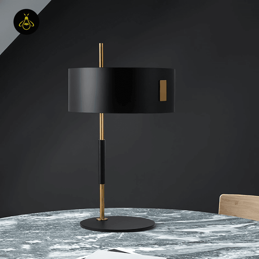 Jagmag Athezza Table Lamp - Iron Frame with Cylindrical Shade, 25cm, for Modern Interiors - Fancy and Decorative lights - Brand name jagmag lights