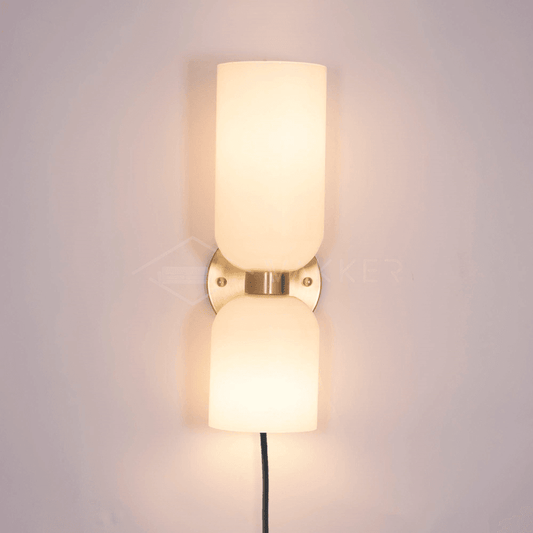 Jagmag Edie Brass Wall Sconce - Opal Glass, 35cm Height, for Elegant Interiors - Fancy and Decorative lights - Brand name jagmag lights