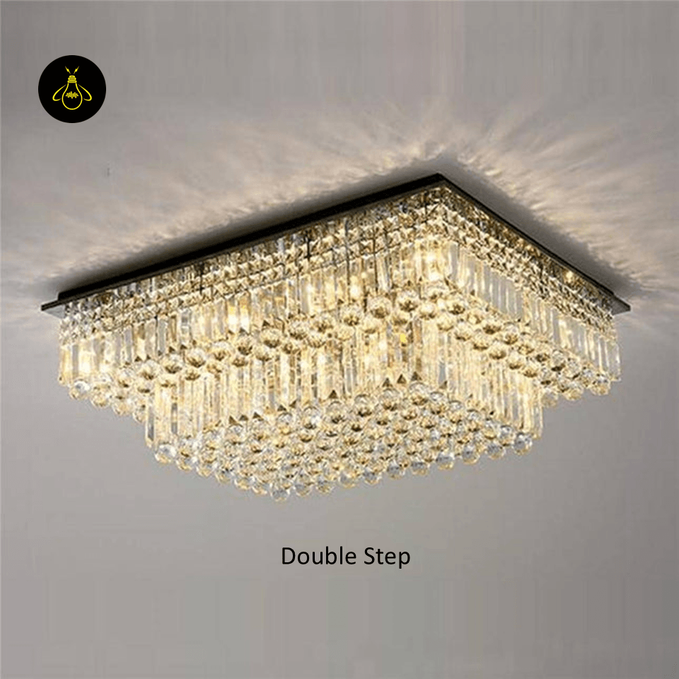 Jagmag Lights Raindrop Crystal Flush Mount Chandelier, K9 Crystal, for Living Room, Dining Room, or Bedroom - Jagmag Lights