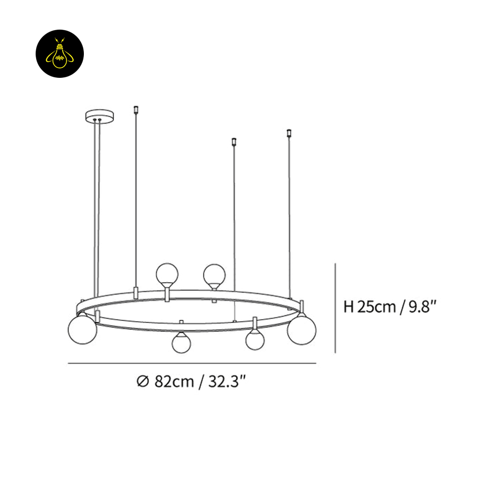 Jagmag Modern Glass Sphere Chandelier, 32.3-Inch Diameter, Black Finish - Jagmag Lights