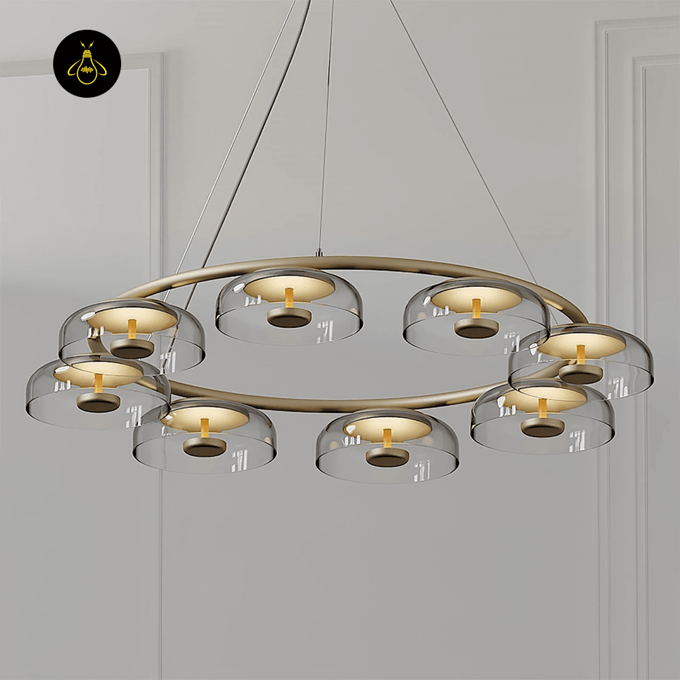 Jagmag Lights Solara LED Chandelier - 8 Lights, Brass Finish, 39.4-Inch Diameter - Bedroom, Small Living Room - Fancy and Decorative lights - Brand name jagmag lights