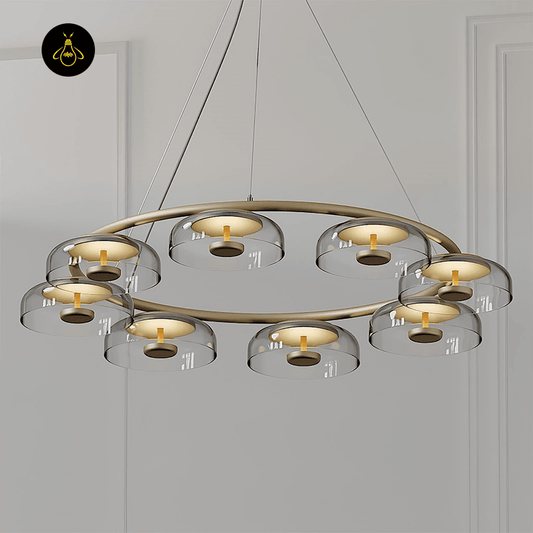 Jagmag Lights Solara LED Chandelier - 8 Lights, Brass Finish, 39.4-Inch Diameter - Bedroom, Small Living Room - Fancy and Decorative lights - Brand name jagmag lights