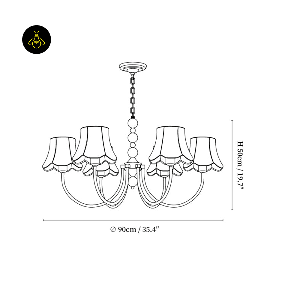 Fabric Shade Chandelier - Jagmag Modern Gold & Wood Chandelier - 6 Lights, 35.4-Inch - Living Room Lighting - Jagmag Lights