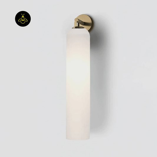 Jagmag Art Glass Sconce with Soaring Cylindrical Form, Gold Finish, for Indoor Use. - Fancy and Decorative lights - Brand name jagmag lights
