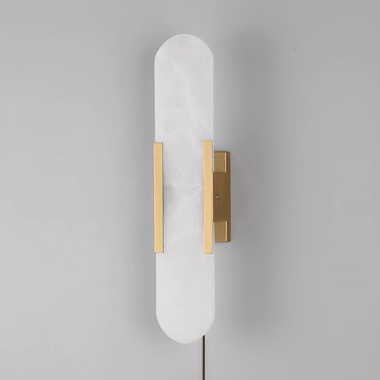 Melange Alabaster Wall Lamp (Set of 2) - Hand-Crafted with Brass Accents, for Modern Interiors - Fancy and Decorative lights - Brand name jagmag lights