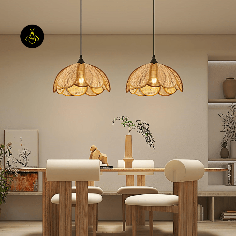 Jagmag Lights Bloom Rattan Pendant Lamp | Floral Design | E26/E27 - Jagmag Lights