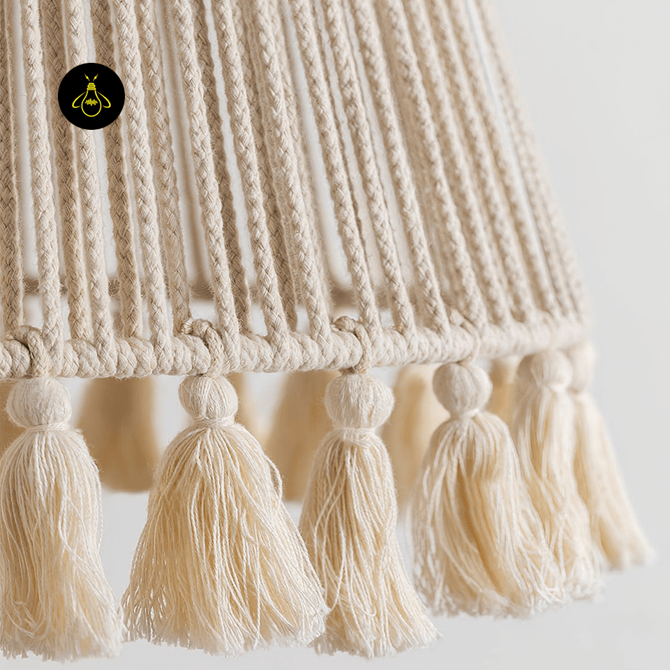 Sustainable Hemp Rope Pendant Light with Elegant Tassel Design, Natural Beige, 16.1 Inch x 15.7 Inch | Jagmag Light - Jagmag Lights