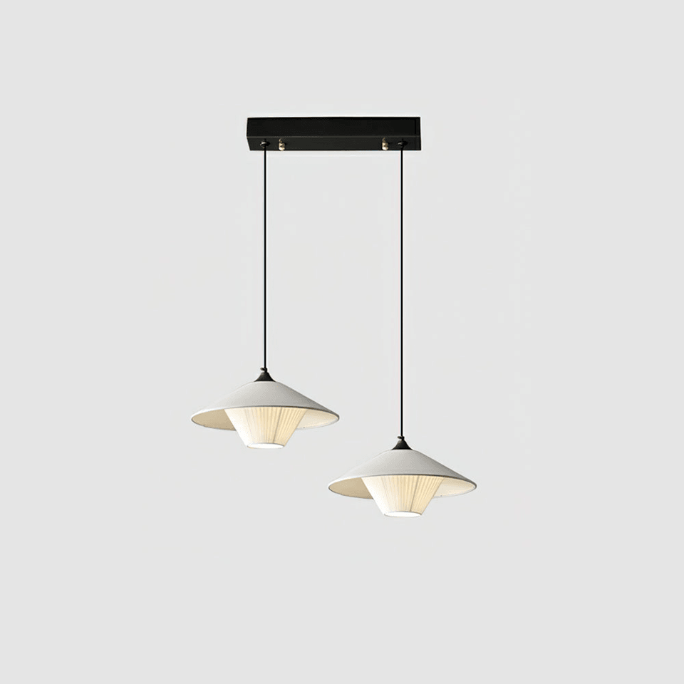 Conical Design Pendant Lamp with Textured Inner Shade, Metal Fabric, Orange or Gray Body White Shade, 13.8 Inch x 7.9 Inch or 29.5 Inch x 13.8 Inch x 7.9 Inch | Jagmag Lights - Jagmag Lights