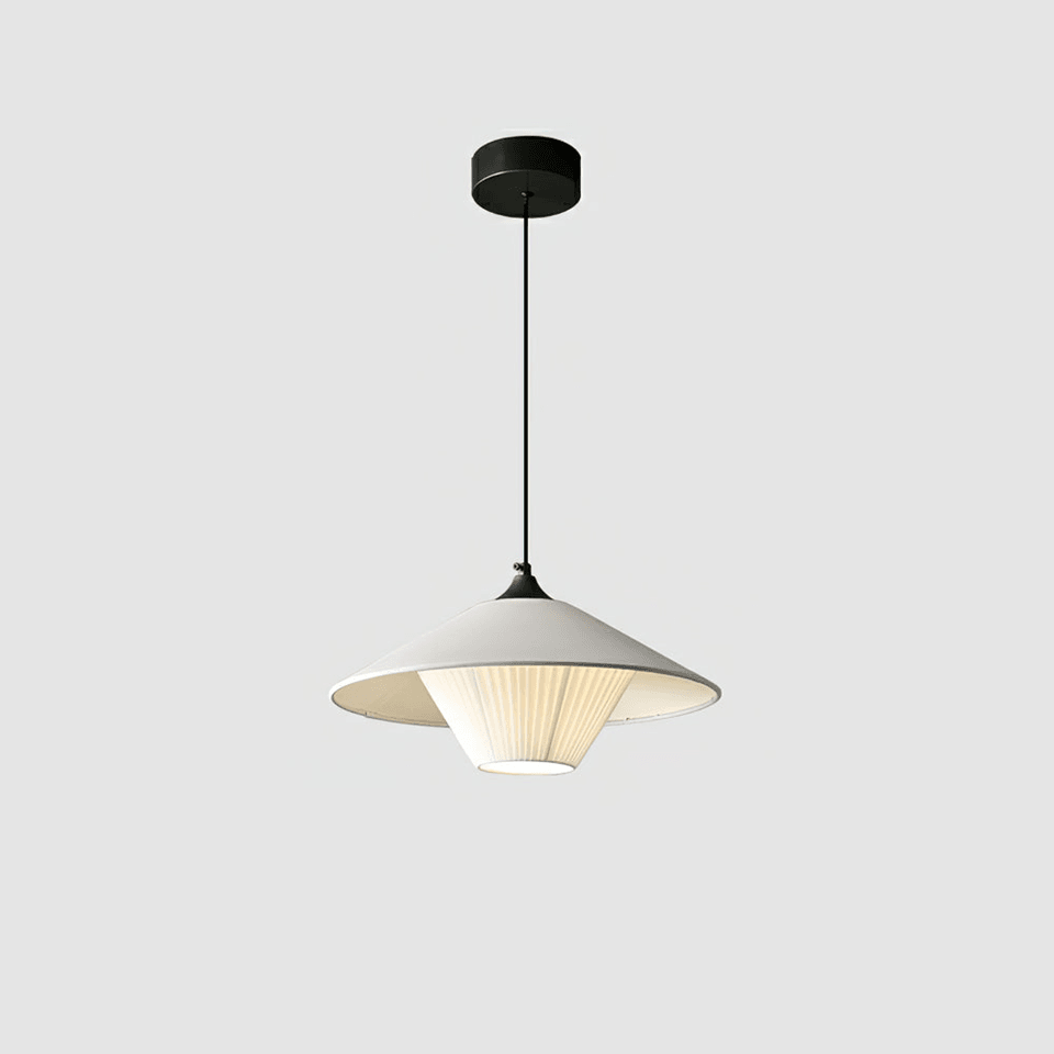 Conical Design Pendant Lamp with Textured Inner Shade, Metal Fabric, Orange or Gray Body White Shade, 13.8 Inch x 7.9 Inch or 29.5 Inch x 13.8 Inch x 7.9 Inch | Jagmag Lights - Jagmag Lights
