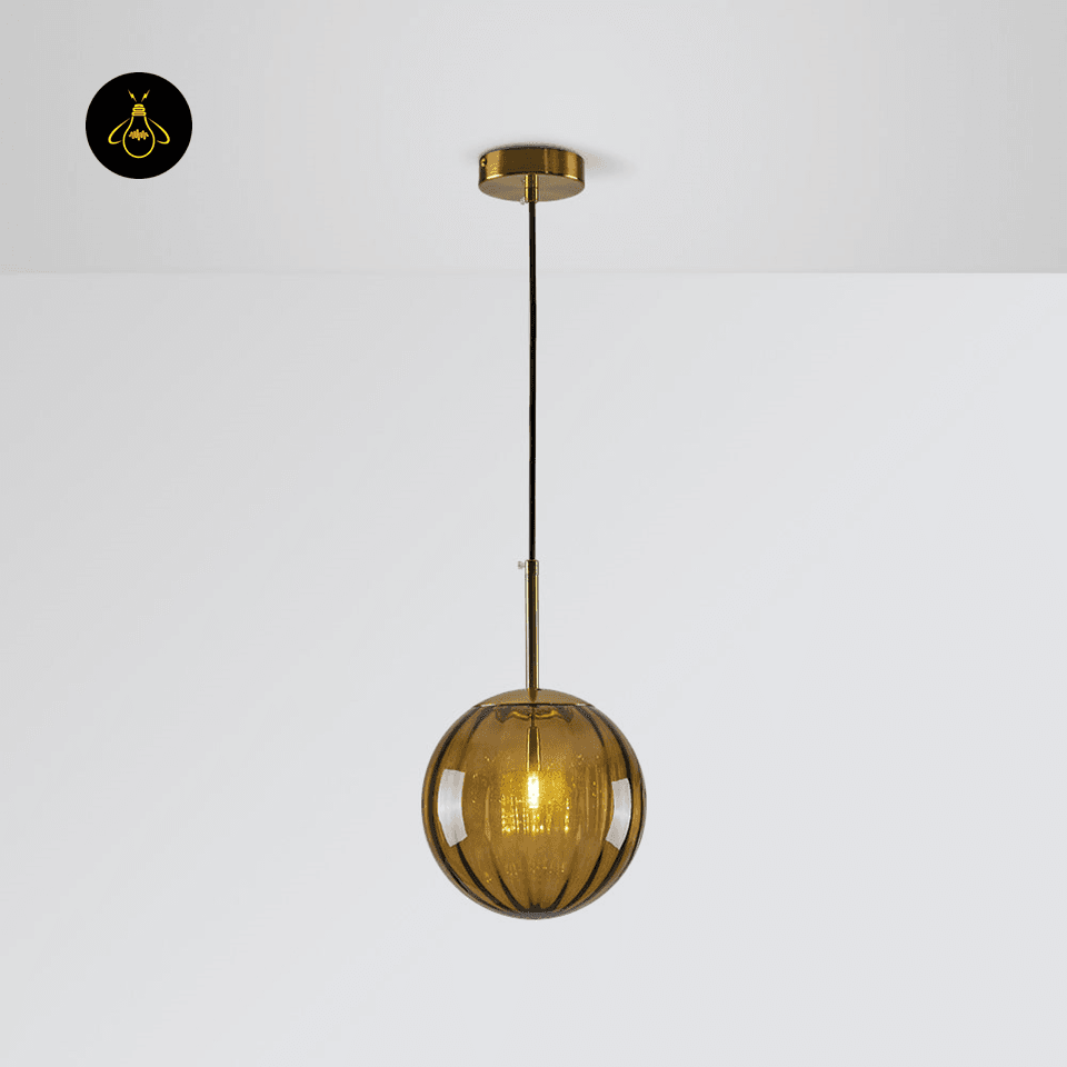 Jagmag Lights Glass Pendant Lamp | Spherical Glass Shade E14 LED | Metal Glass | See Pictures | Pink Golden Brown Smoky Blue | Living Room Dining Room Bedroom | Decorative Colored Glass | Colored Glass Pendant Light Sphere Glass Lamp Hailie Pendant - Jagmag Lights