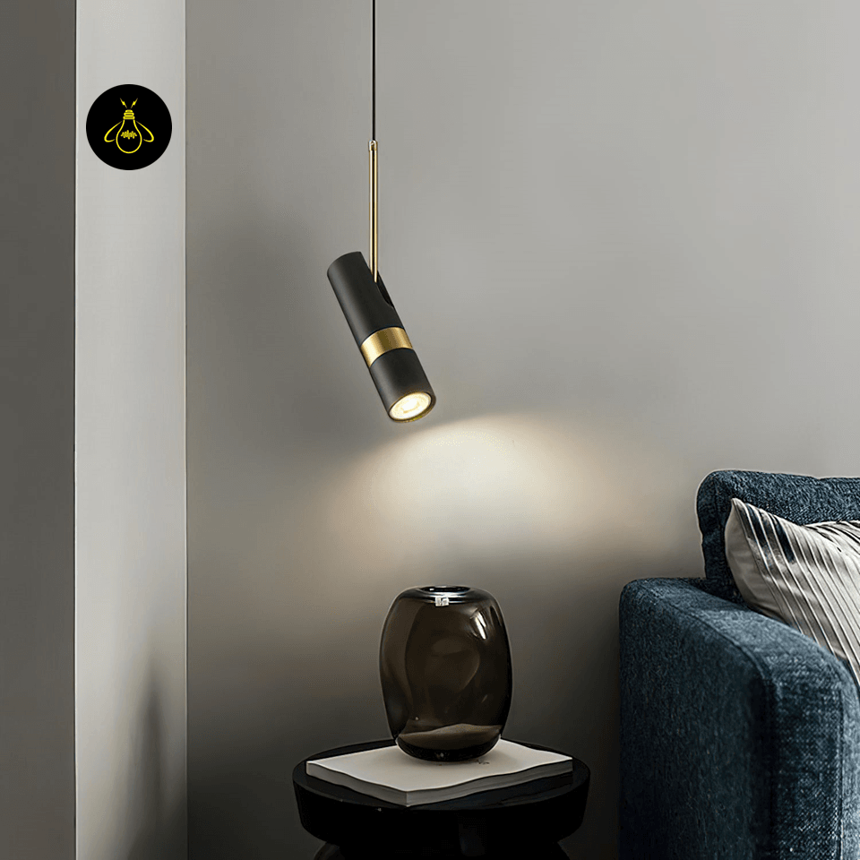 Jagmag Lights Pendant Light | Modern Design GU10 LED | Iron Aluminum | 2.4 Inch x 7.9 Inch | Black Gold Finishes | Kitchen Island Bedside Bathroom | Stylish Compact | Modern GU10 Pendant Light Black Gold Mini Pendant - Jagmag Lights