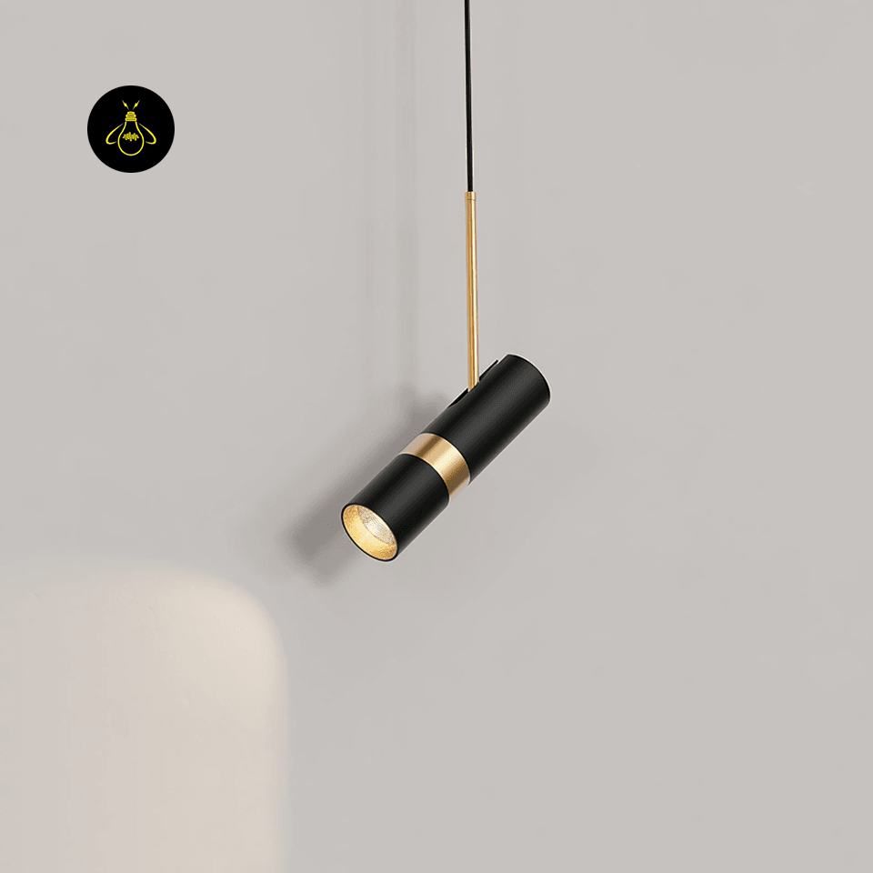 Jagmag Lights Pendant Light | Modern Design GU10 LED | Iron Aluminum | 2.4 Inch x 7.9 Inch | Black Gold Finishes | Kitchen Island Bedside Bathroom | Stylish Compact | Modern GU10 Pendant Light Black Gold Mini Pendant - Jagmag Lights