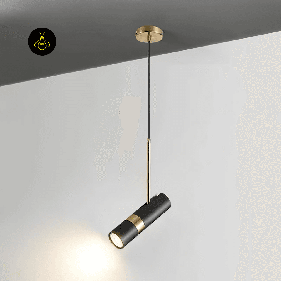Jagmag Lights Pendant Light | Modern Design GU10 LED | Iron Aluminum | 2.4 Inch x 7.9 Inch | Black Gold Finishes | Kitchen Island Bedside Bathroom | Stylish Compact | Modern GU10 Pendant Light Black Gold Mini Pendant - Jagmag Lights