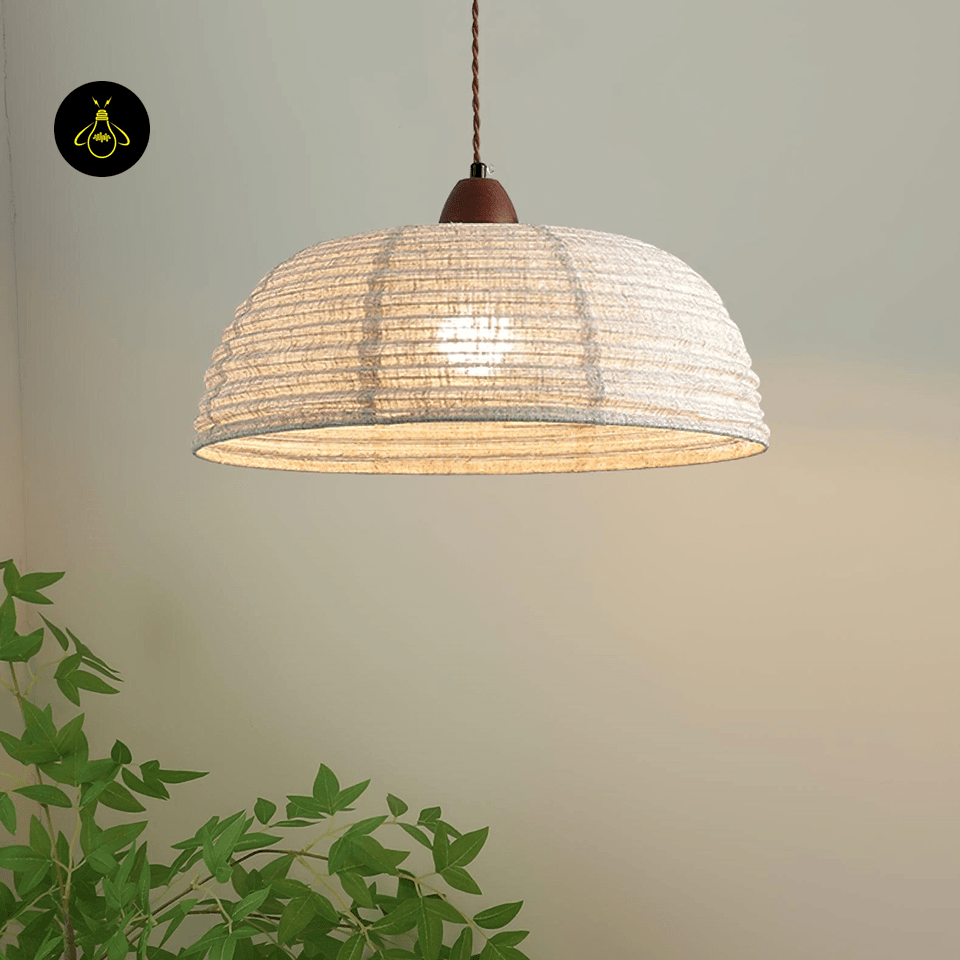 Jagmag Lights Wood and Fabric Pendant Light | Wabi-Sabi Design | E26/E27 - Fancy and Decorative lights - Brand name jagmag lights