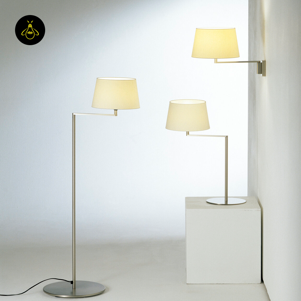 Jagmag Lights Wall Light with Rotating Arm – Satin Nickel Finish, Off White Linen Shade, Modern Swing Motion, Bedroom Accent