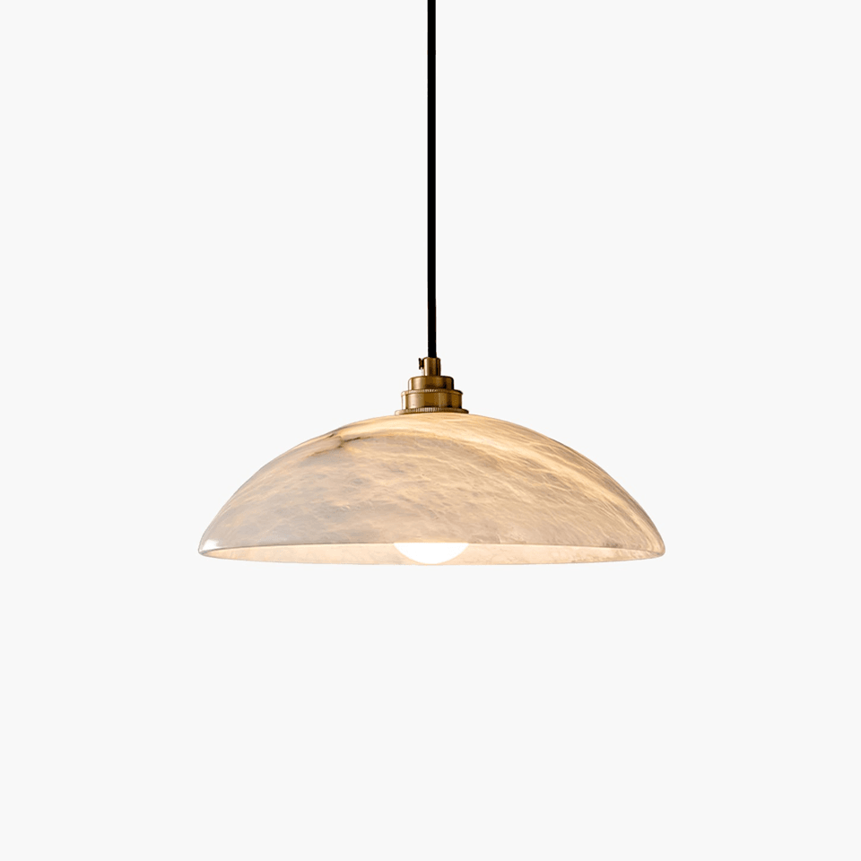 Jagmag Lights Alabaster Hanging Light | Dome Pendant | E26/E27 | Gold Accents | India - Jagmag Lights