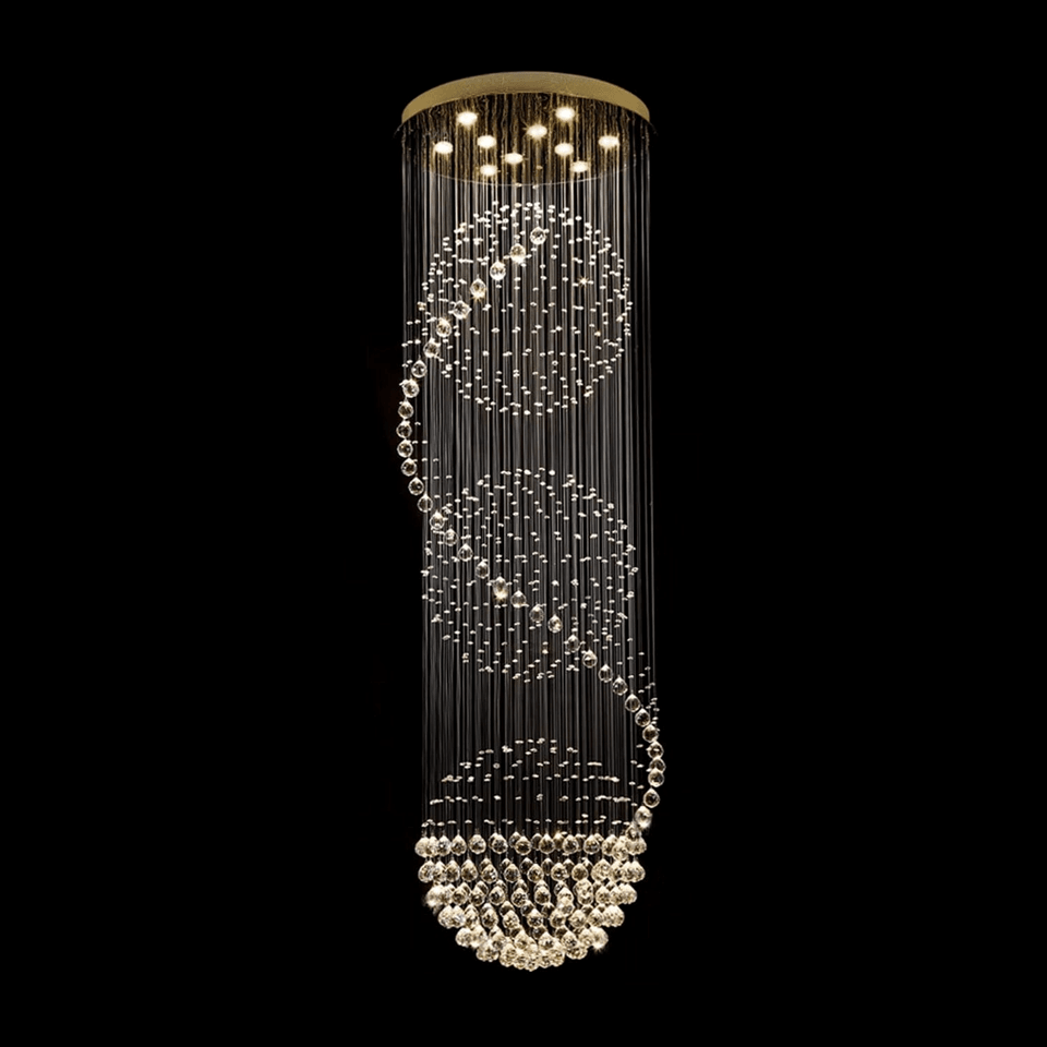 Jagmag Lights Modern LED Crystal Chandelier with Spiral Design, 3 Crystal Balls, for Living Room and Lobby - Jagmag Lights