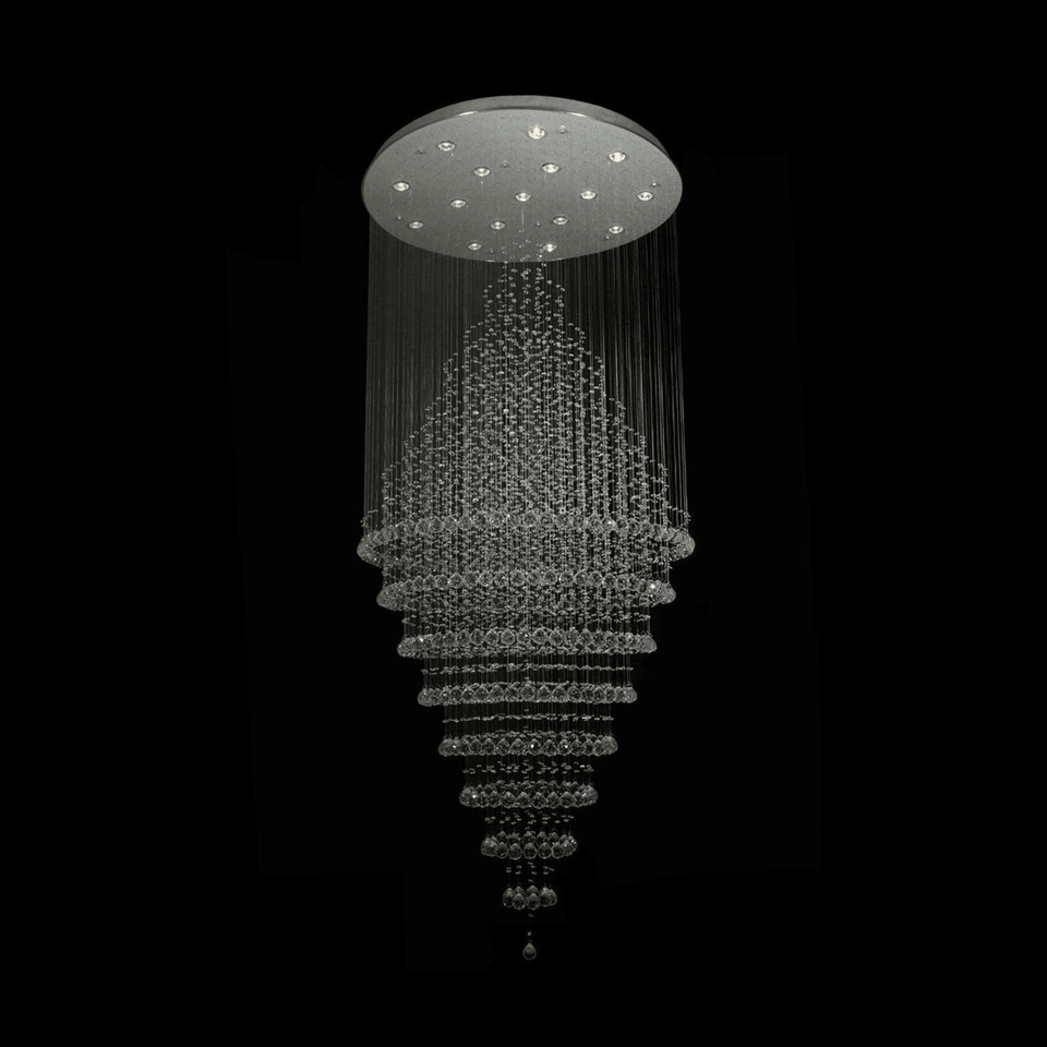 Jagmag Lights Modern Crystal Chandelier with K9 Crystals and Chrome Base, Funnel Design, for Living Room and Foyer - Jagmag Lights