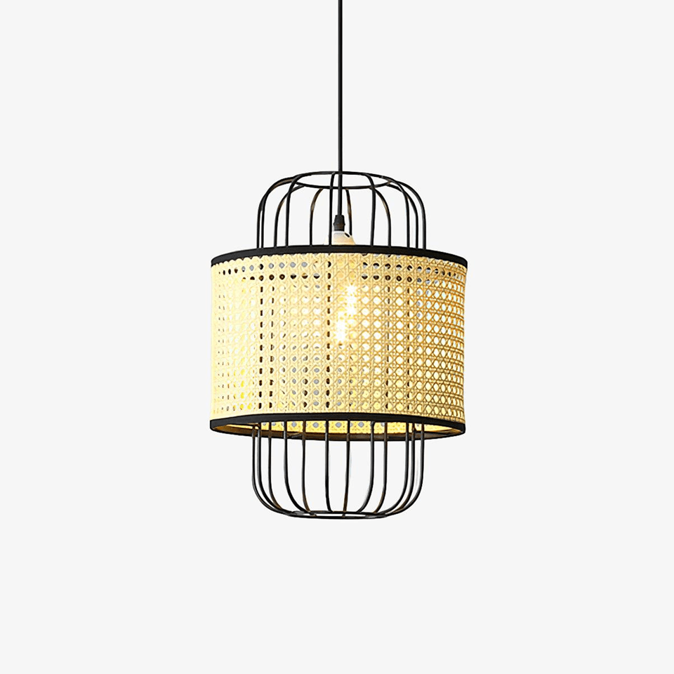 Jagmag Lights Rattan Pendant Lamp | Modern Woven Design | Natural Rattan Shade | 11.8-Inch | Natural Wood/Black Finish | For Living Room, Bedroom | Unique Shadow Play - Fancy and Decorative lights - Brand name jagmag lights