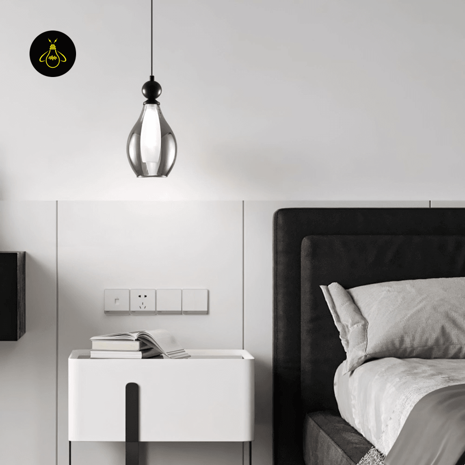 Jagmag Lights Vista Glass Hanging Light | Teardrop Pendant Lamp | Modern Smoked Glass | LED | India - Jagmag Lights