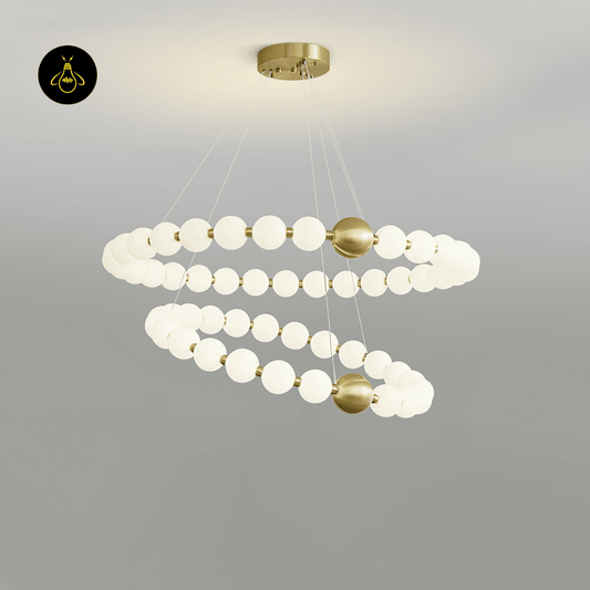 Jagmag Modern Acrylic Pearl Chandelier - Brass Finish, 32.3/40.2-Inch - Statement Lighting - Fancy and Decorative lights - Brand name jagmag lights