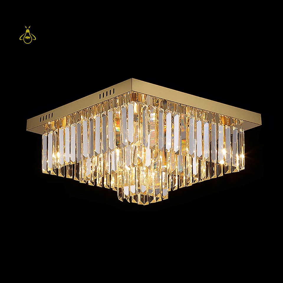 Jagmag Lights Eternal Shine Crystal Chandelier, Satin Gold Finish, for Living Room or Dining Room - Jagmag Lights