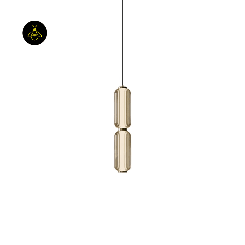 Jagmag Lights Linear Glass Pendant Light | Elma Design | LED | Gold & Clear | India - Fancy and Decorative lights - Brand name jagmag lights