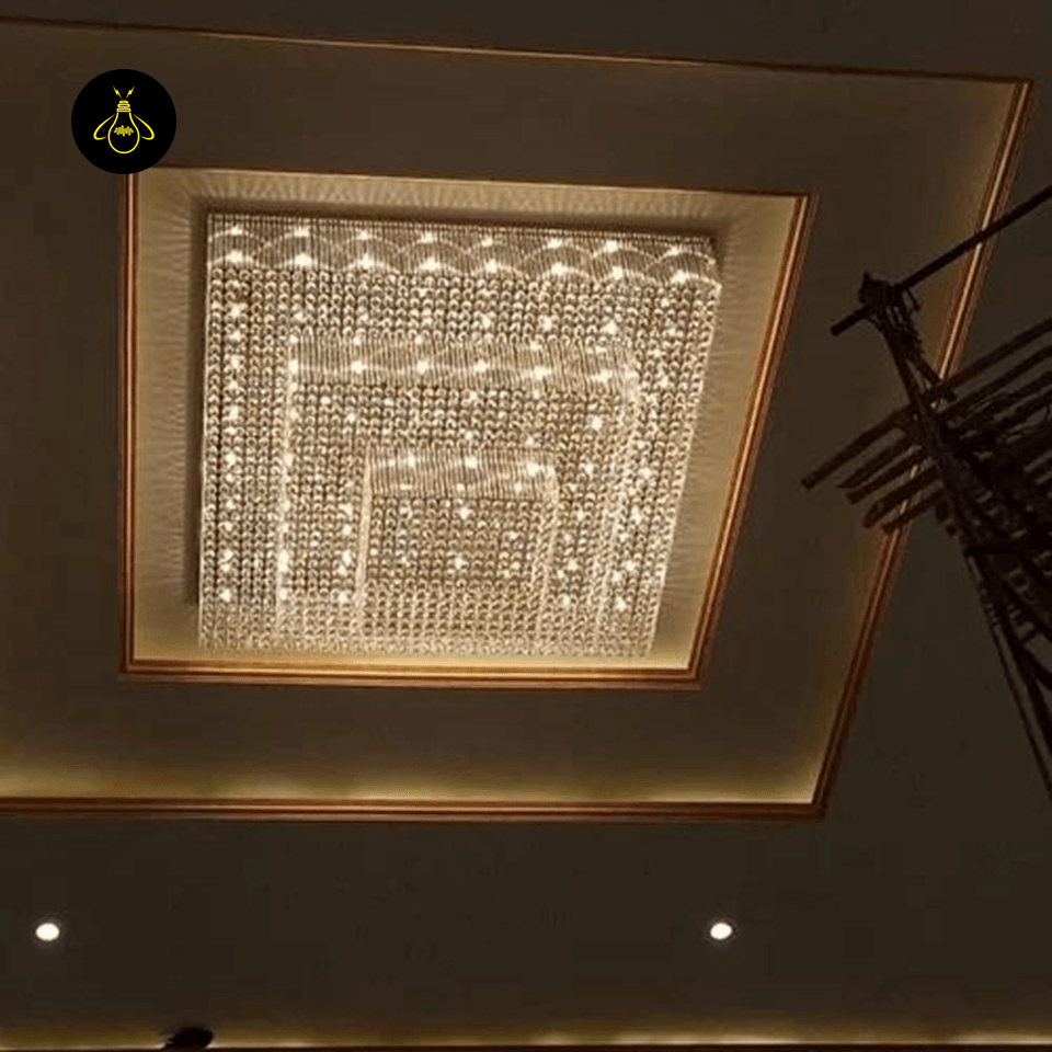 Jagmag Lights Raindrop Crystal Flush Mount Chandelier, K9 Crystal, for Living Room, Dining Room, or Bedroom - Jagmag Lights