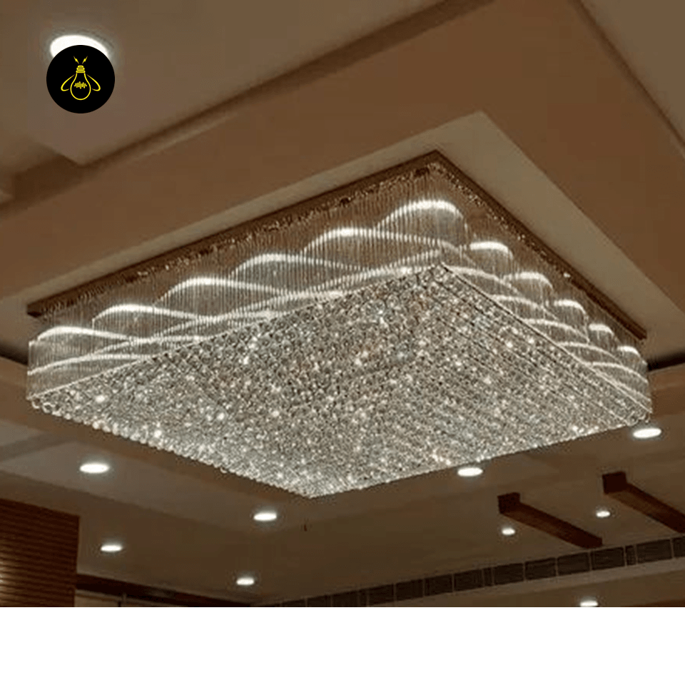 Jagmag Lights Raindrop Crystal Flush Mount Chandelier, K9 Crystal, for Living Room, Dining Room, or Bedroom - Jagmag Lights
