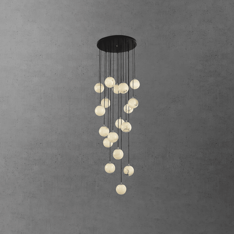 Jagmag Modern Alabaster Ball Chandelier - 18 Lights, 23.6-Inch - Statement Lighting - Jagmag Lights