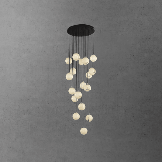 Jagmag Modern Alabaster Ball Chandelier - 18 Lights, 23.6-Inch - Statement Lighting - Fancy and Decorative lights - Brand name jagmag lights