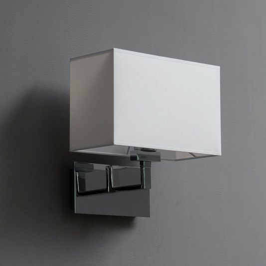 Chrome Bedside Wall Light – White Shade Headboard Sconce | Bedroom Wall Light | Jagmag Lights