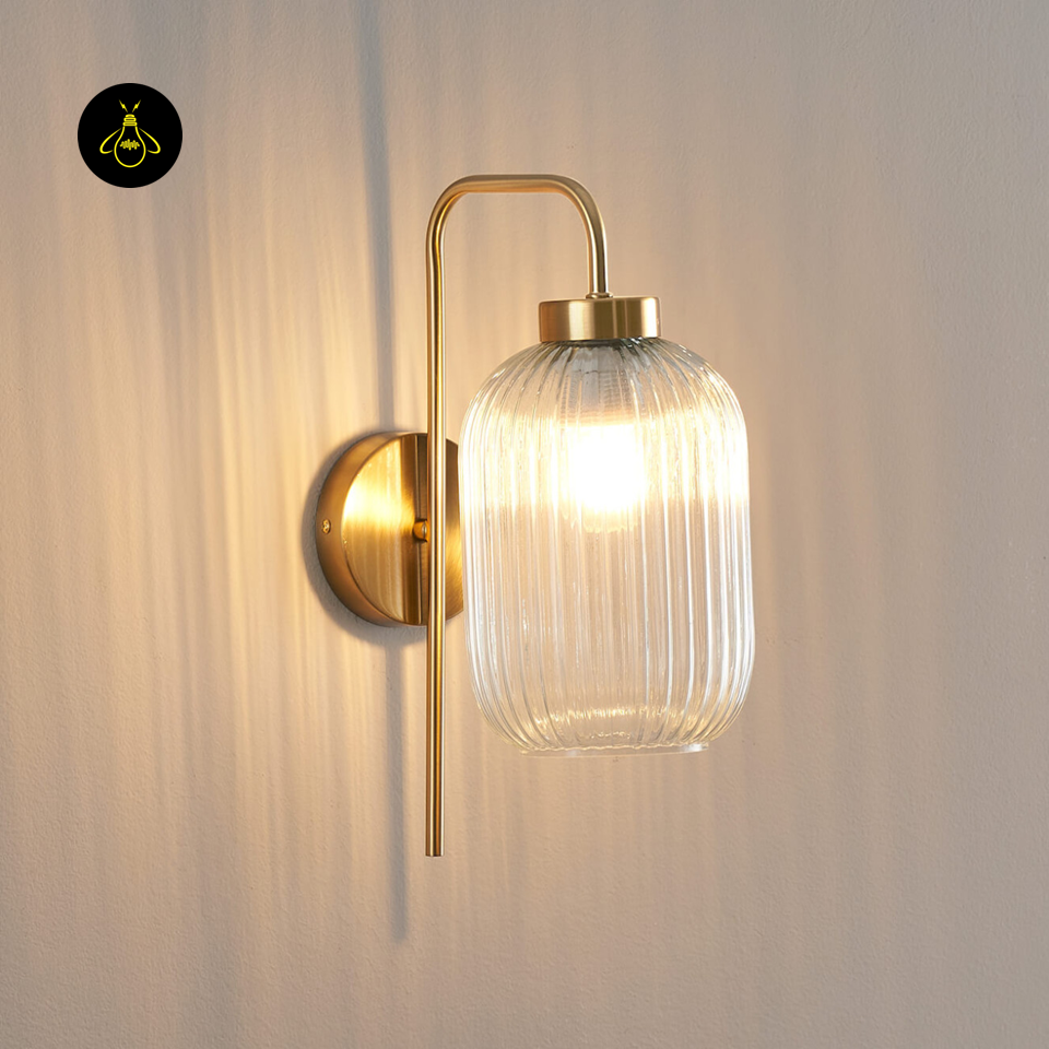 Fluted Glass Wall Light – Vintage Golden Chandelier Light | Wall Light for Living & Bedroom | Jagmag Lights