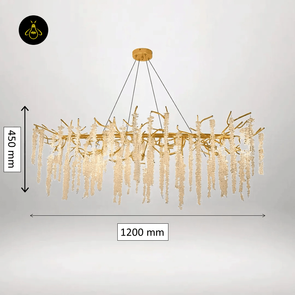 Jagmag Lights Wisteria Flower Crystal Chandelier with Gold Finish, 18″ Diameter, Adjustable Height, for Living Room or Dining Room - Jagmag Lights