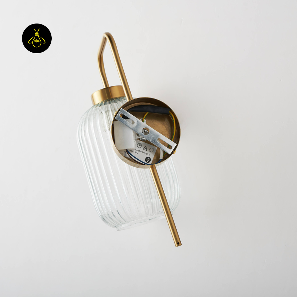 Fluted Glass Wall Light – Vintage Golden Chandelier Light | Wall Light for Living & Bedroom | Jagmag Lights