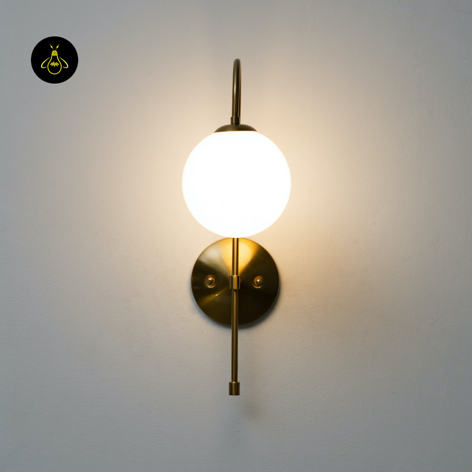 Vintage Gold & White Glass Wall Lamp – Oriol Sconce | Wall Light for Hallway & Living Room | Jagmag Lights