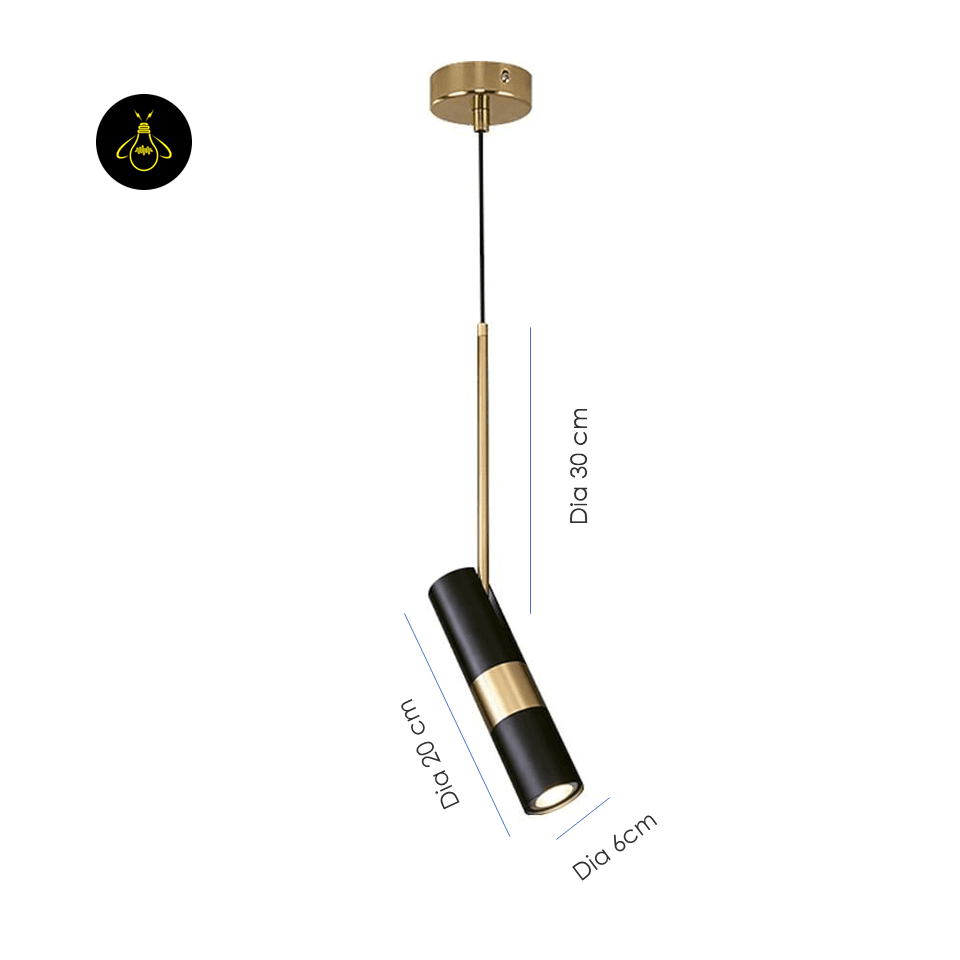Jagmag Lights Pendant Light | Modern Design GU10 LED | Iron Aluminum | 2.4 Inch x 7.9 Inch | Black Gold Finishes | Kitchen Island Bedside Bathroom | Stylish Compact | Modern GU10 Pendant Light Black Gold Mini Pendant - Jagmag Lights