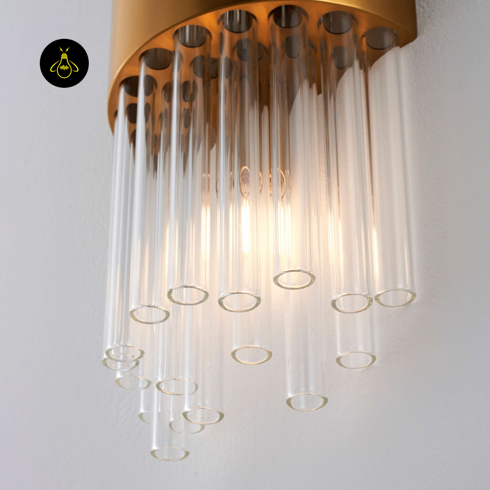 Gold-Plated Art Deco Glass Wall Lamp – Almeria Sconce | crystal glass wall light for Living & Hallway | Jagmag Lights