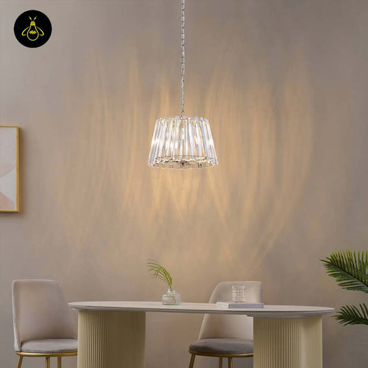 Crystal Glass Pendant Light – Trapezoid Design With Silver Finish | Elegant Hanging Light for Living Room, Dining, Bedroom | Jagmag Lights