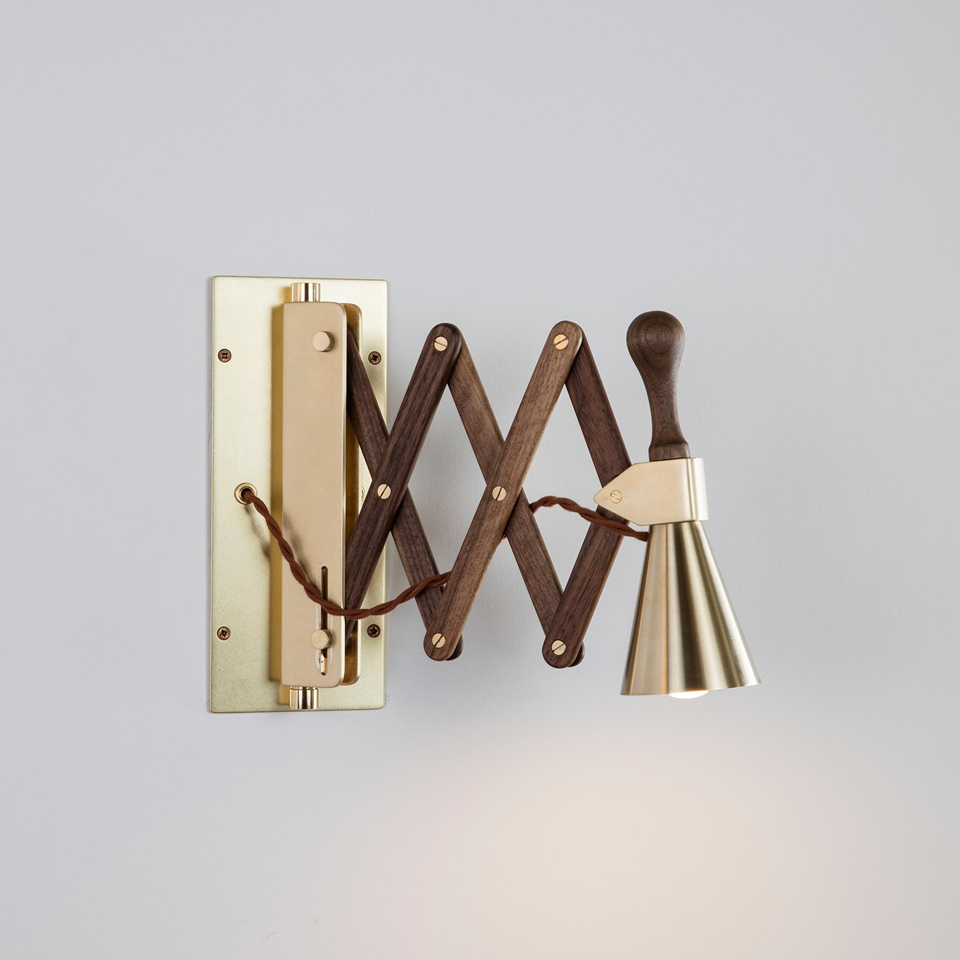 Jagmag Lights Vintage Wall Sconce - Brass & Wood Task Light - Adjustable 18" Reach - UL Certified