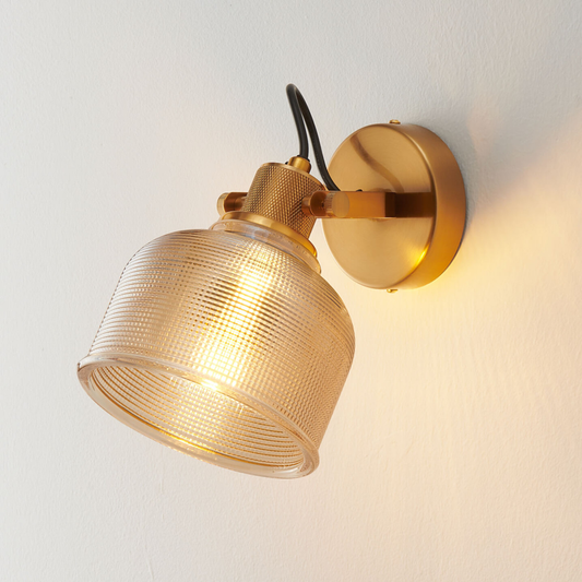 Textured Amber Glass Bell Wall Light – Rustic Vintage | Glass Wall Light for Dining & Hallway | Jagmag Lights