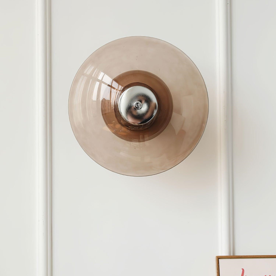 Flying Saucer Chrome LED Glass Wall Lamp Indoor – Amber Shade | Jagmag Lights