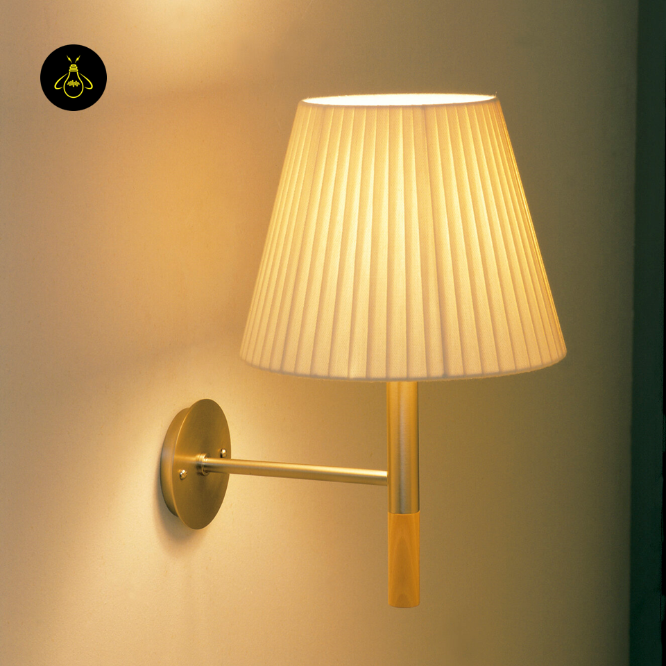 Jagmag Lights Wall Light for Bedroom | Satin Nickel and Wood | Fixed Arm | Off-White Shade | Modern Minimalist Design