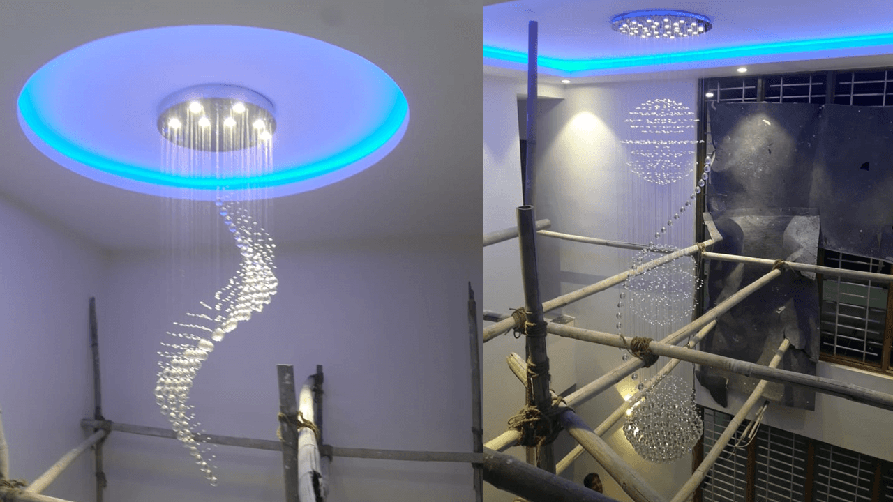 Ranchi's Residential Project - Where Rain Drop Chandeliers Redefined Home Eleganc - Jagmag Lights