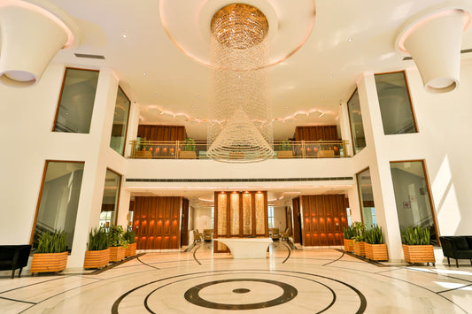 Purvanchal Royal City Greater Noida - 18-Foot Crystal Chandelier - Jagmag Lights