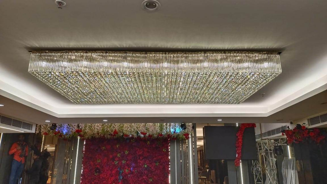 Learn About Tunight Restro & Banquet - Grand Crystal Chandelier - Brand name Jagmag Lights